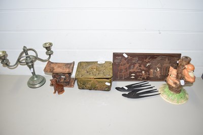 Lot 159 - MIXED LOT: CANDLEABRA, WALL PLAQUE, POTTERY...