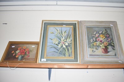 Lot 198 - TWO CONTEMPORARY OIL STUDIES ORCHIDS AND A...