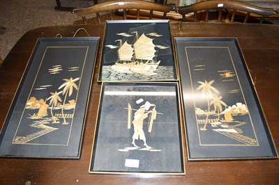 Lot 221 - GROUP OF FOUR VARIOUS CHINESE BAMBOO PICTURES...