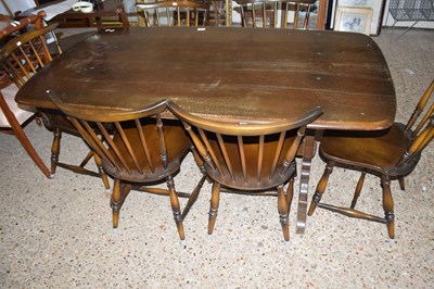 Lot 222 - DARK ERCOL REFECTORY TYPE DINING TABLE AND SIX...