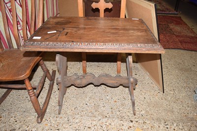 Lot 251 - SMALL VICTORIAN OAK SIDE TABLE WITH CARVED...