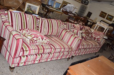 Lot 256 - PAIR OF DURESTA TWO SEATER SOFAS WITH STRIPED...