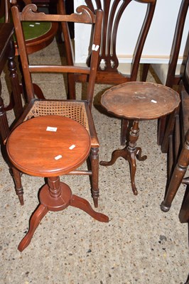 Lot 275 - TWO WINE TABLES AND A CANE SEATED CHAIR (3)