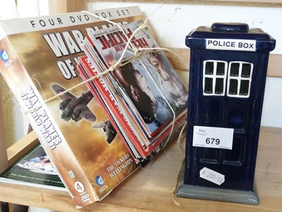 Lot 679 - MIXED LOT: DVD'S AND A POLICE MONEY BOX