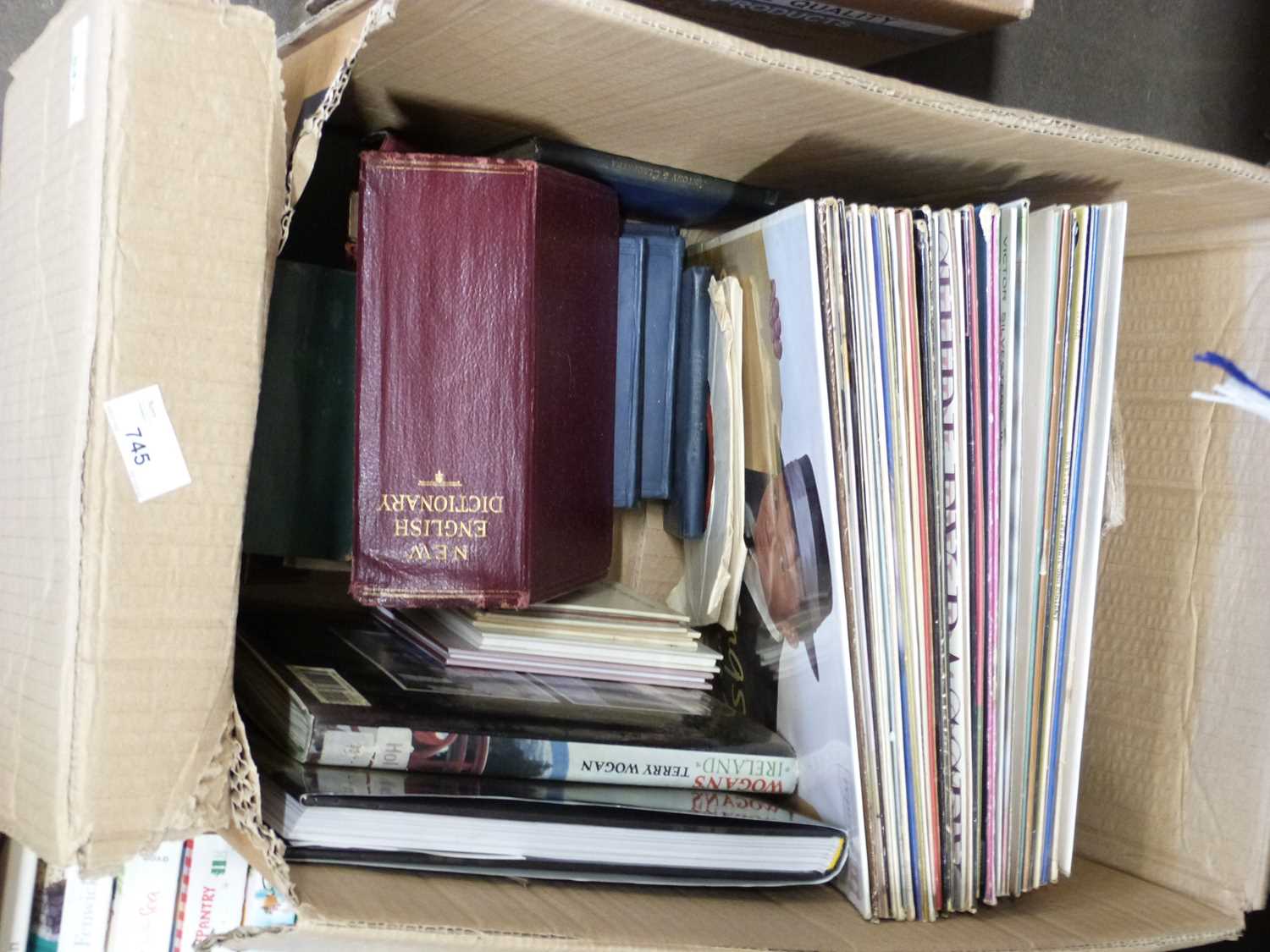 Lot 745 BOX OF MIXED RECORDS AND BOOKS