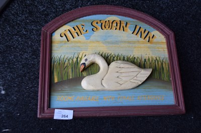 Lot 264 - Carved wooden advertising print for The Swan Inn