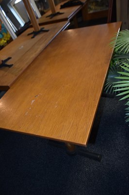 Lot 268 - 3 twin pedestal pub dining tables, 120 x 70 cm,...