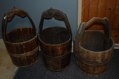 Lot 230 - 3 vintage water pails, average height approx...