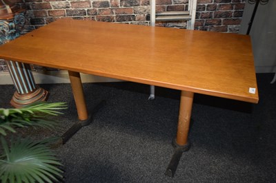 Lot 231 - 5 twin pedestal dining tables, 140 x 70 cm,...