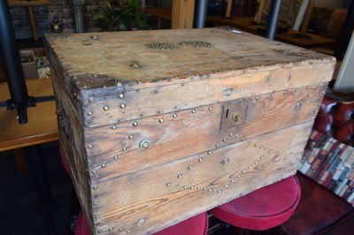 Lot 238 - Small pine travelling trunk, 70 x 48 cm,...