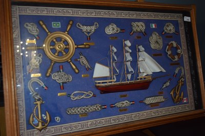 Lot 246 - Display case containing various nautical knots