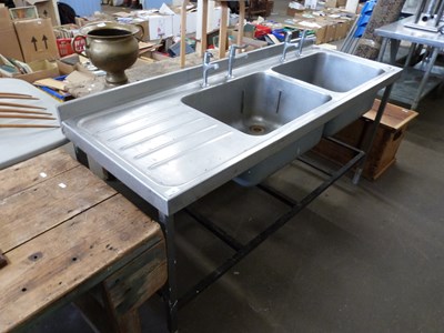 Lot 786 - COMMERCIAL STAINLESS STEEL DOUBLE SINK, 180 CM...