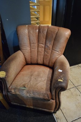 Lot 330 - Upholstered leather armchair (a/f)