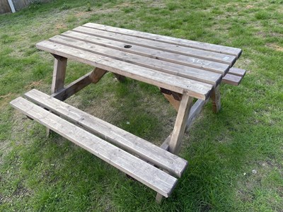 Lot 357 - Garden picnic bench, 137 x 127 cm