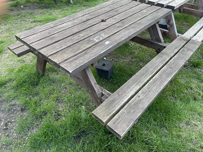 Lot 358 - Garden picnic bench, 140 x 152 cm