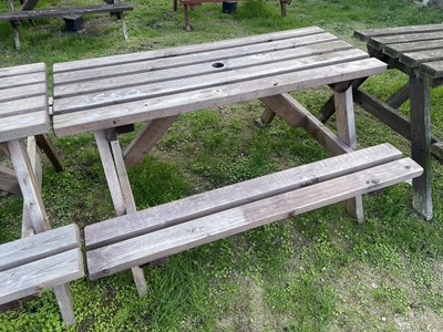 Lot 360 - Timber garden picnic bench 137 x 127 cm