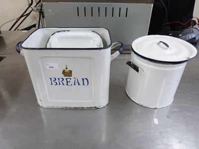 Lot 802 - WHITE ENAMEL BREAD BIN AND ONE OTHER (2)