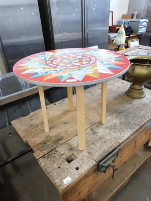 Lot 805 - CIRCULAR COFFEE TABLE WITH STAR DECORATED TOP