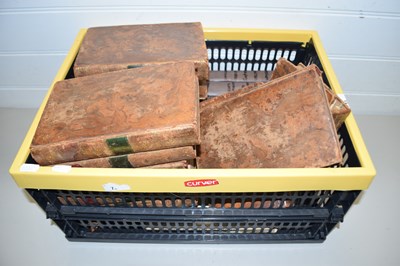 Lot 11 - BOX OF VARIOUS LEATHER BOUND VOLUMES THE...