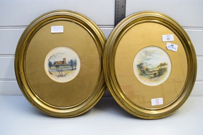 Lot 73 - PAIR OF LANDSCAPES WITH ARCHITECTURAL INTEREST,...