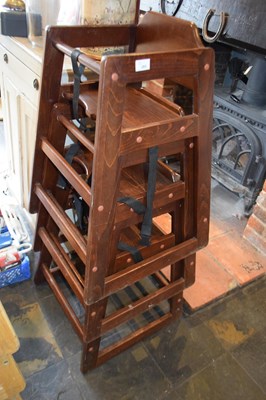 Lot 285 - 3 stained dark wood childrens highchairs,...