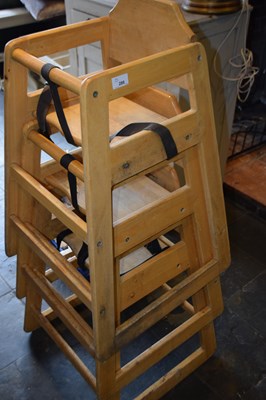 Lot 286 - 3 light stained childrens highchairs, overall...