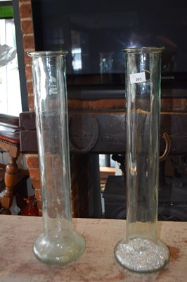 Lot 293 - Pair of glass decorative flower vases, height...