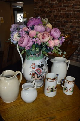 Lot 207 - Mixed lot: Victorian floral decorated wash jug...