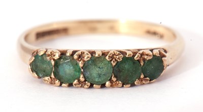 Lot 37 - 9ct gold emerald ring, line set, set with five...