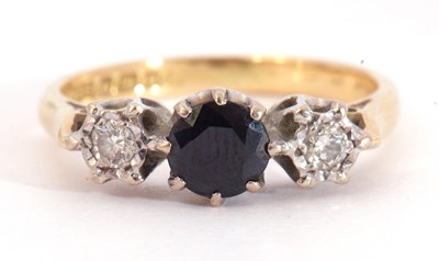 Lot 50 - 18ct gold sapphire and diamond three stone...