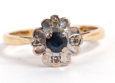 Lot 68 - 18ct gold sapphire and diamond cluster ring...