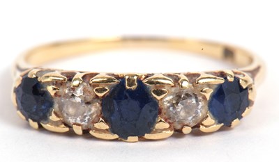 Lot 78 - Sapphire and diamond five stone ring having...