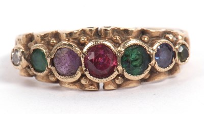 Lot 92 - 9ct gold 'Dearest'  ring set with seven...