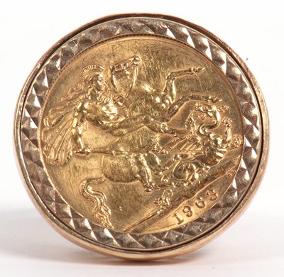 Lot 108 - Elizabeth II gold sovereign dated 1963 framed...