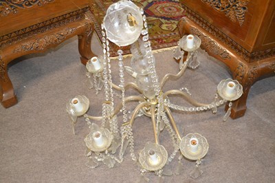 Lot 598 - Early 20th Century glass mounted eight branch...
