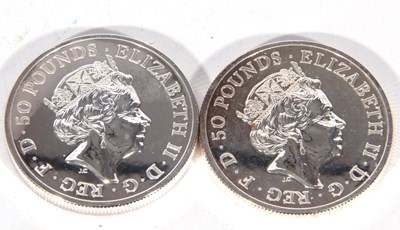 Lot 117 - UK 2016 Shakespeare fifty pound silver coins,...