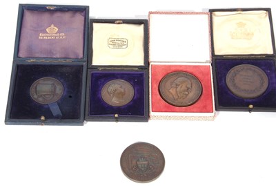 Lot 519 - A Carton to include five bronze medallions...