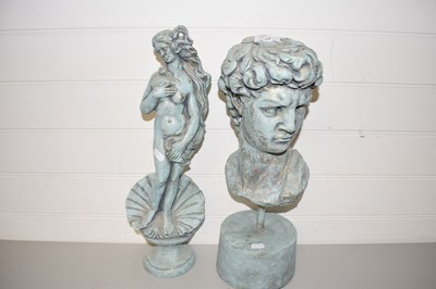 Lot 17 - TWO RESIN FIGURES, ONE OF A ROMAN BUST AND THE...