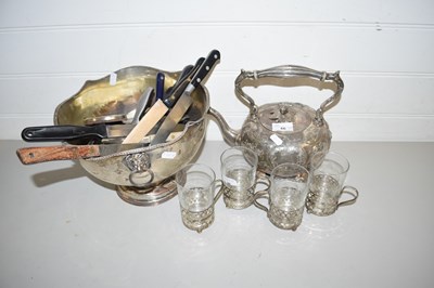 Lot 66 - QUANTITY OF SILVER PLATED KETTLE AND QUANTITY...