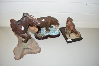Lot 103 - THREE FRAMED SCULPTURES OF A BEAR AND HORSE...