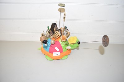 Lot 146 - TURTLE PIN CUSHION WITH A QUANTITY OF COSTUME...