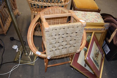 Lot 917 - CANE CHAIR AND A SMALL JOINTED STOOK