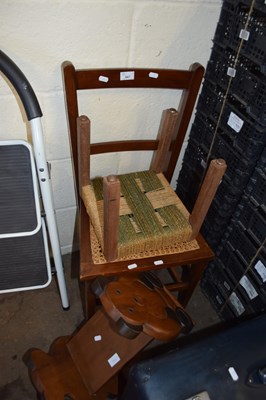 Lot 947 - CANE SEAT BEDROOM CHAIR TOGETHER WITH A SMALL...