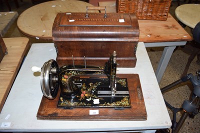 Lot 268 - CASED HAND CRANKED SEWING MACHINE