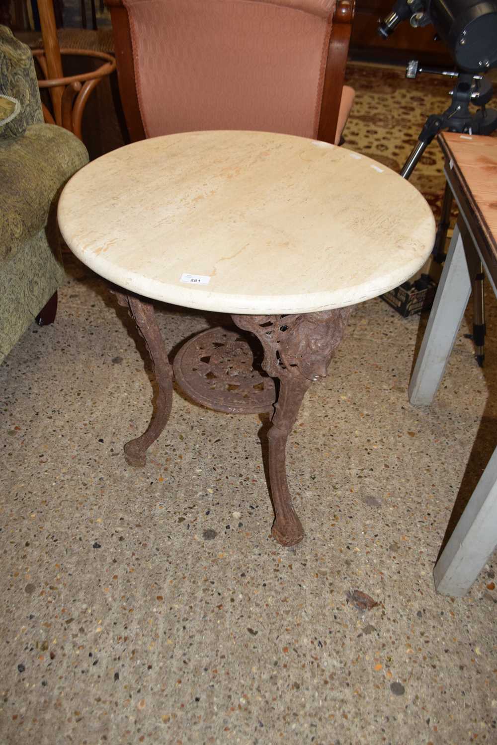 Lot 281 - METAL BASED PUB STYLE TABLE, DIAMETER APPROX...