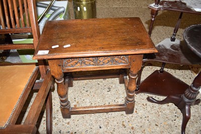 Lot 296 - SMALL JOINTED TABLE WITH CARVED DECORATION