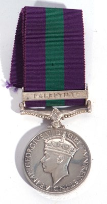 Lot 3 - George VI GSM with clasp for Palestine, named...