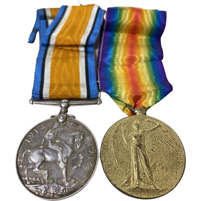 Lot 30 - WWI British medal pair comprising War Medal...
