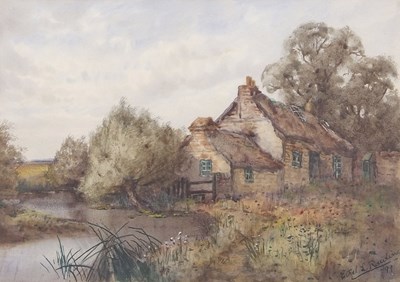 Lot 24 - Ethel Rawlins (British, 1880-1940) A thatched...