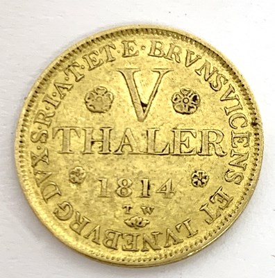 Lot 500a - Brunswick - Wolfenbuttel 1814 gold 5 thaler